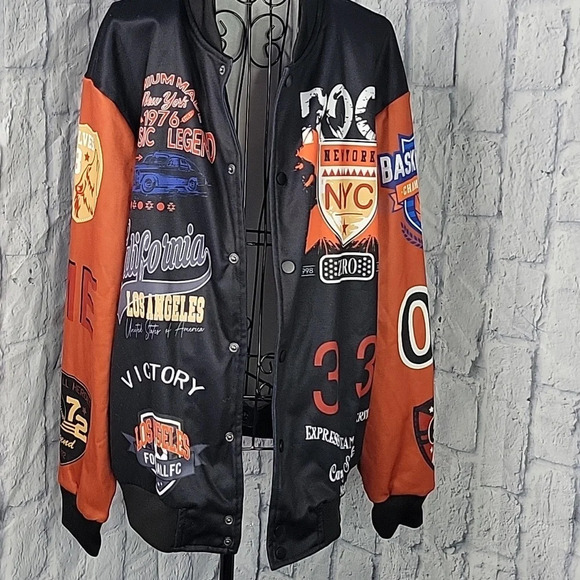 BASKETBALL Slogan Bomber‎ Varsity Jacket Size Large Chest 40 in. Lg. 27 in. - Picture 9 of 9
